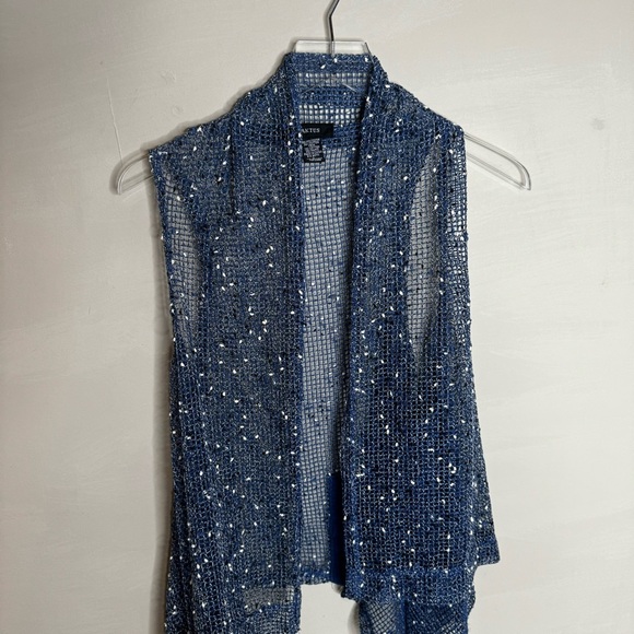 KAK TUS open knit blue cardigan sweater - Picture 3 of 9